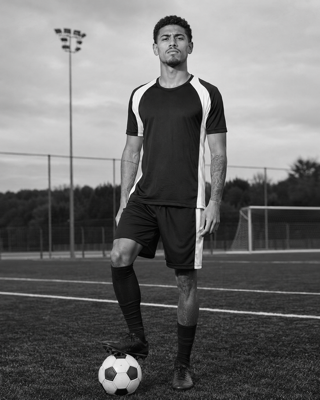 Atleta usando uniforme de futebol Alkkes